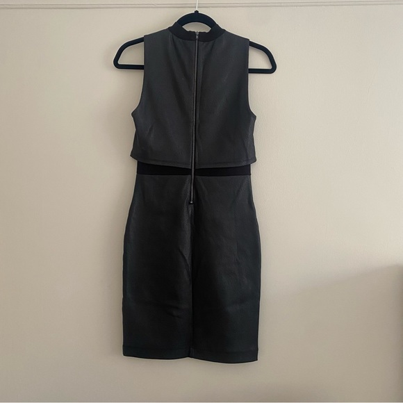 French Connection Black Faux Leather Cracked Earth Dress - 4 - Picture 3 of 5